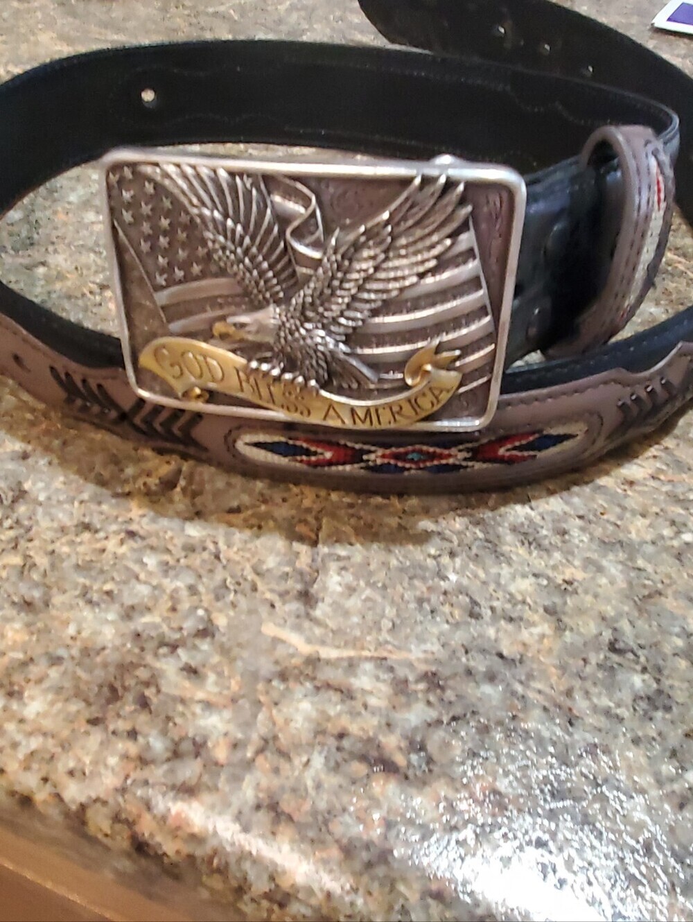 NOCONA MENS WESTERN BELT SZ 34. AZTEC   LEATHER.